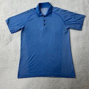 Lululemon Polo Shirt Adult Medium Blue Gym Running Yoga Outdoor Fitness Golf Men